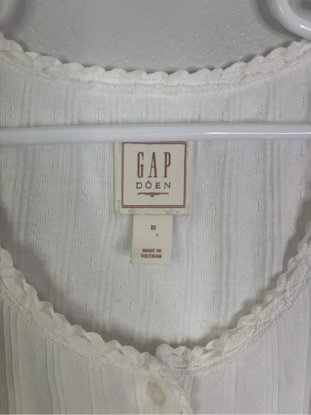 GAP x Doen White Ribbed Sleeveless Tank with Button Henley